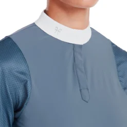 Horse Pilot Aerolight Long Sleeve Show Shirt -Royal Horse Outfitters aerolite top ls vntg indgo detail front ALILS124 horse pilot 38069.1744830092