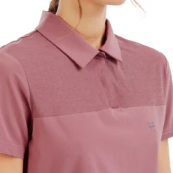 Horse Pilot Ariia Short Sleeve Polo -Royal Horse Outfitters ariia polo dk pink detail front ARI123 horse pilot 80443.1744839304