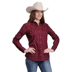 Roper Red Aztec Print Snap Shirt