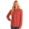 Panhandle Red Bandana Print Rayon Shirt -Royal Horse Outfitters bandana print snap shirt red front LWN2S05783 westmoor 67674.1744325461