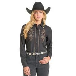 Rock & Roll Denim Boot Stitch Snap Shirt