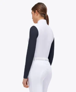 Cavalleria Toscana LS Jersey Mesh Button Polo -Royal Horse Outfitters button comp polo LS navy back POD375 JE158 0179 CT 82830.1721953071