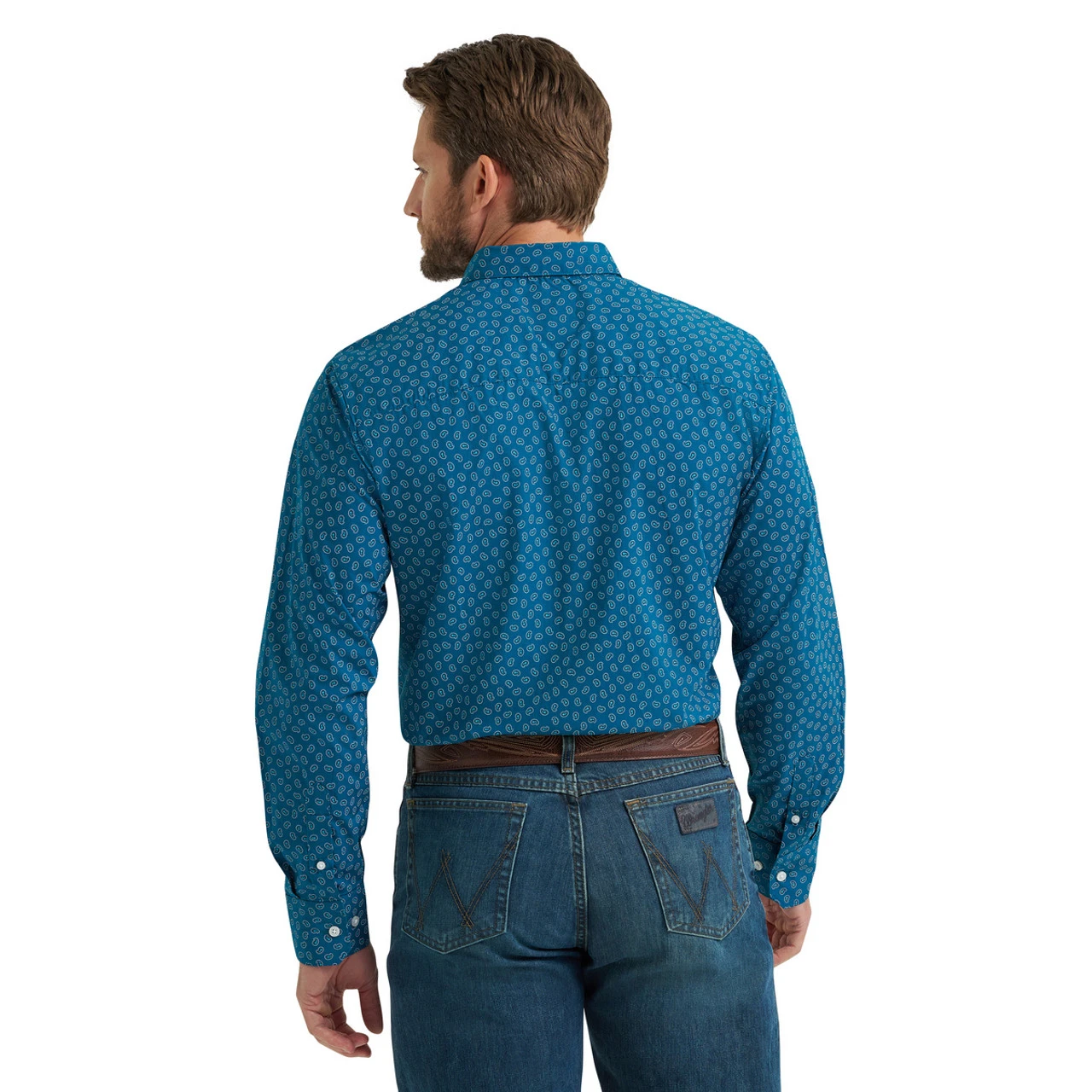 Men's Wrangler CoJo Ink Blue Paisley LS Shirt 4 Men's Wrangler CoJo Ink Blue Paisley LS Shirt - Image 2
