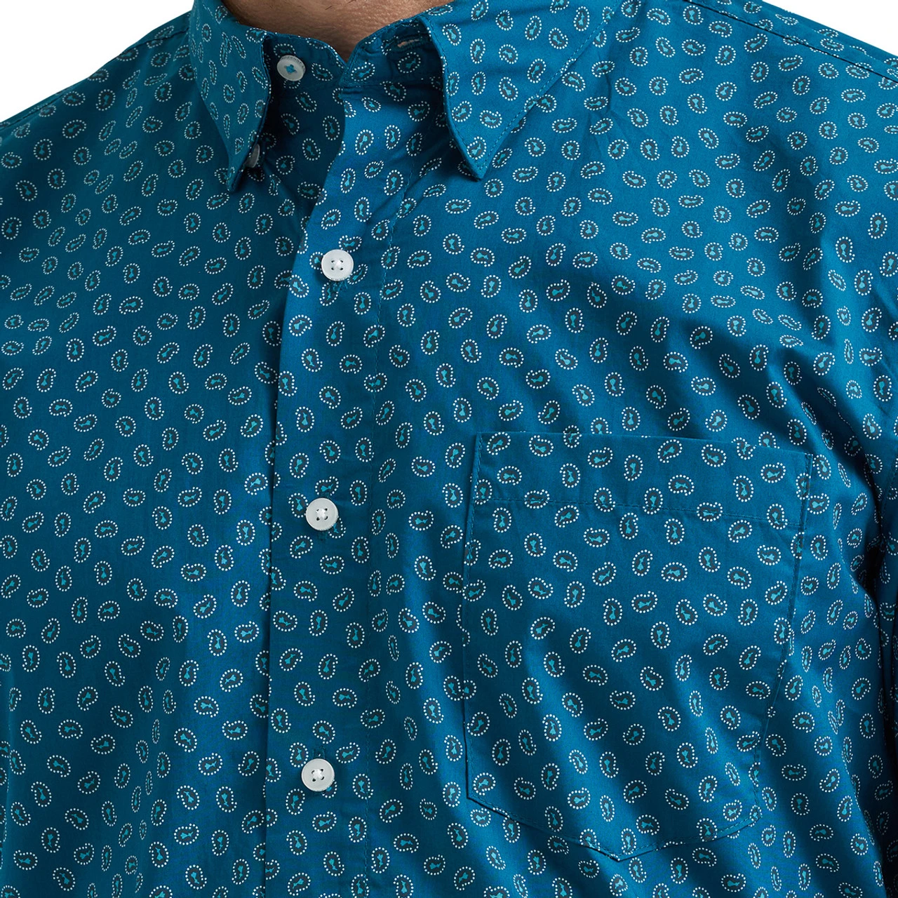 Men's Wrangler CoJo Ink Blue Paisley LS Shirt 5 Men's Wrangler CoJo Ink Blue Paisley LS Shirt - Image 3