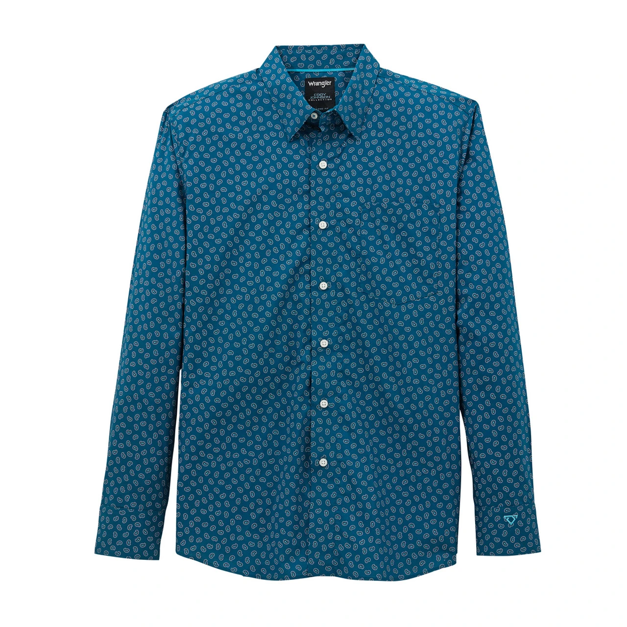 Men's Wrangler CoJo Ink Blue Paisley LS Shirt 7 Men's Wrangler CoJo Ink Blue Paisley LS Shirt - Image 5