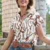 Cruel Denim Western Print SS Blouse 2 Cruel Denim Western Print SS Blouse -Royal Horse Outfitters cotton loose fit blouse white CTW7163005 miller 87931.1752709961