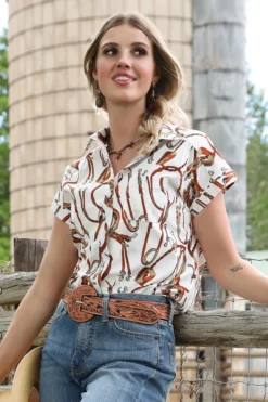 Cruel Denim Western Print SS Blouse