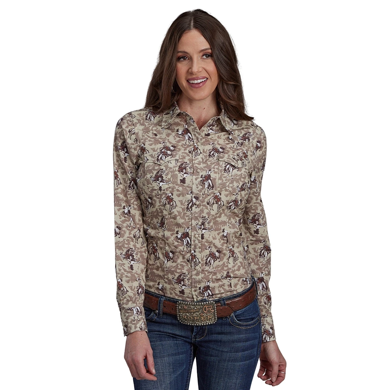 Roper Vintage Cowboy Print LS Snap Shirt 3 Roper Vintage Cowboy Print LS Snap Shirt