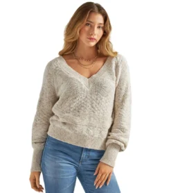 Wrangler Retro Deep V-Neck Sweater 8 Wrangler Retro Deep V-Neck Sweater -Royal Horse Outfitters deep v neck sweater antwhite front 112339454 wrangler 39454.1712845173