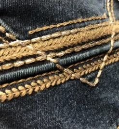 Rock & Roll Denim Stretch Embroidered Jeans -Royal Horse Outfitters emb riding jean dk.wash pocket detail BW4RD04780 RRD 01707.1724284737