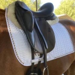 Halter Ego European Cotton Dressage Pad -Royal Horse Outfitters euro cotton dressage pad white rust rope lifestyle halter ego 30541.1740703793