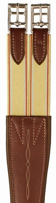 Edgewood Fancy Stitch Leather Overlay Girth With Double End Elastic