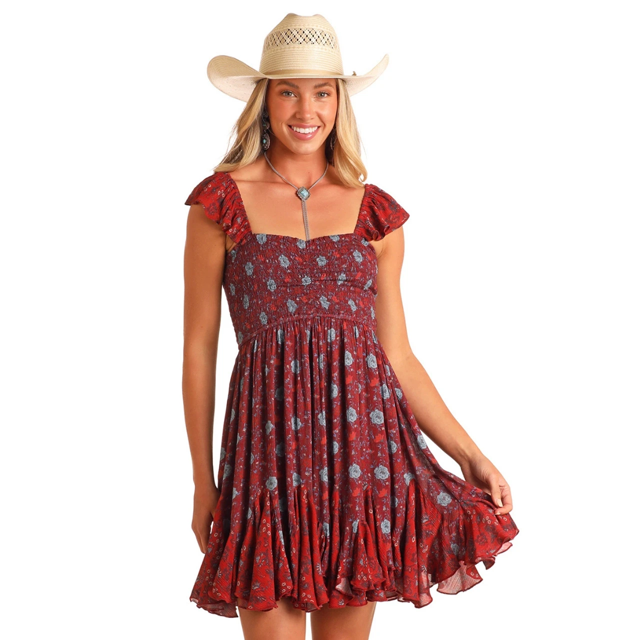 Rock & Roll Denim Floral Mini Dress 3 Rock & Roll Denim Floral Mini Dress