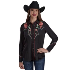 Roper Retro Floral Yoke Stretch Snap Shirt