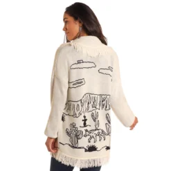 Panhandle Fringed Desert Cardigan -Royal Horse Outfitters fringe desert sweater cream back LW95T05188 westmoor 77785.1732078526