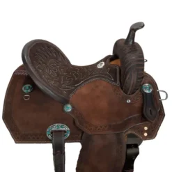 Alamo Saddlery Geo Aztec Barrel Saddle 10 Alamo Saddlery Geo Aztec Barrel Saddle -Royal Horse Outfitters geo barrel brown detail GEO AZTEC alamo 59946.1650487058