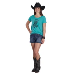 Roper Support Your Local Girl Gang Tee -Royal Horse Outfitters girl gang ss tee blue full body 03 039 0513 2107 karman 45704.1741984778