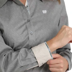 Cinch Grey Paisley Long Sleeve Shirt -Royal Horse Outfitters grey paisley ls shirt cuff MSW9165071 cinch 91386.1757020877