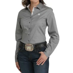 Cinch Grey Paisley Long Sleeve Shirt