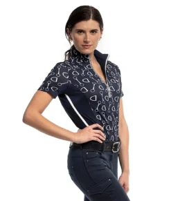 Goode Rider Ideal SS Show Shirt -Royal Horse Outfitters ideal show shirt ss navy bit side closeup goode rider 14223.1715198030