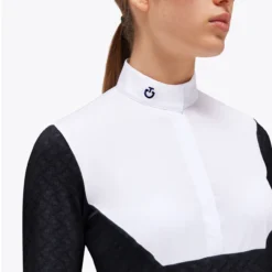 Cavalleria Toscana Jacquard Sheer Competition Shirt 10 Cavalleria Toscana Jacquard Sheer Competition Shirt -Royal Horse Outfitters jacquard sheer LS black white closeup CAD251 PA083 9901 CT 55236.1721953431