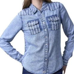 Kimes Ranch KC Tencel Stripe Shirt -Royal Horse Outfitters kc tinsel ls stripe detail MTO000040 kimes 57289.1730159681