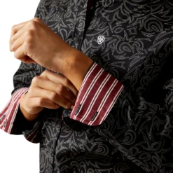 Ariat Kirby Stretch Black Boot Stitch Shirt 11 Ariat Kirby Stretch Black Boot Stitch Shirt -Royal Horse Outfitters kirby stretch LS black boot stitch cuff 10062539 ariat 00727.1754594103