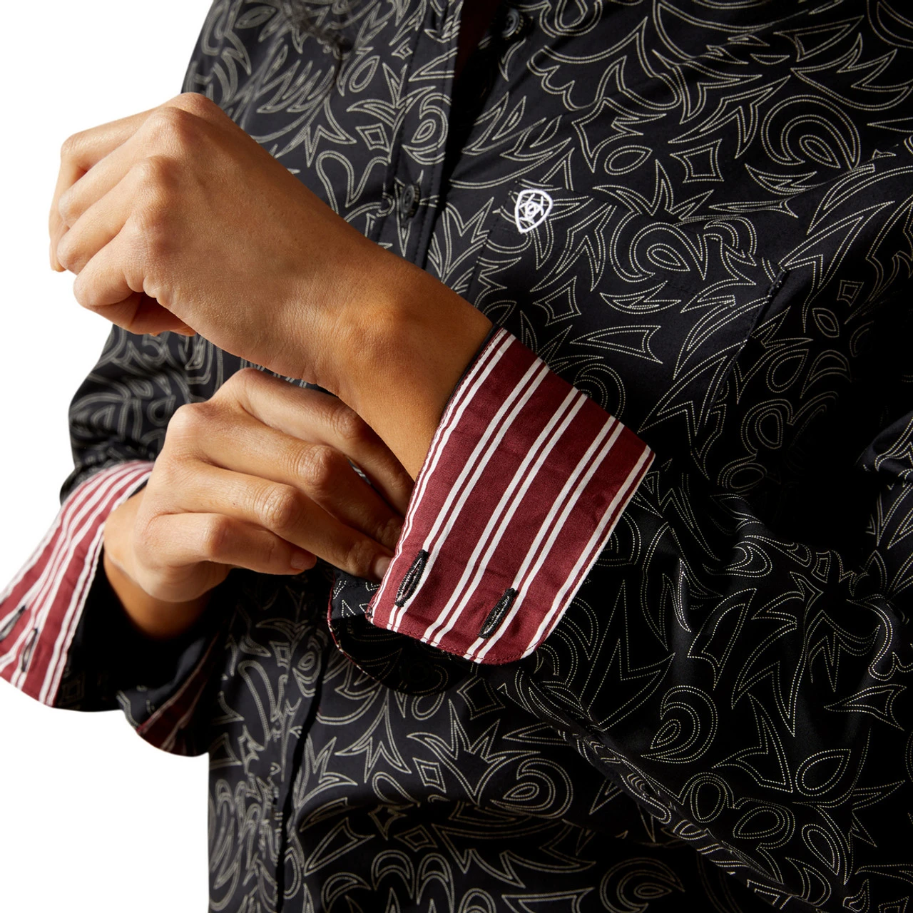 Ariat Kirby Stretch Black Boot Stitch Shirt 6 Ariat Kirby Stretch Black Boot Stitch Shirt - Image 4