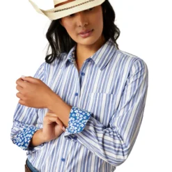 Ariat Kirby Stretch Cobalt Stripe Shirt -Royal Horse Outfitters kirby stretch shirt cobalt detail 10055274 ariat 99096.1736894612