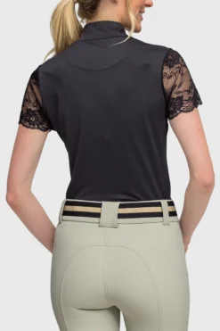 Kastel Denmark Lace Cap Sleeve 1/4 Zip -Royal Horse Outfitters lace cap sleeve black back CSPF24LB kastel 52040.1721766051