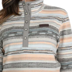 Cinch Stripe 1/4 Snap Fleece Pullover 8 Cinch Stripe 1/4 Snap Fleece Pullover -Royal Horse Outfitters ladies 1 4 snap fleece multi detail MAK9909004 cinch 33714.1758240525