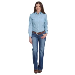 Roper Blue Micro Print Snap Shirt 8 Roper Blue Micro Print Snap Shirt -Royal Horse Outfitters ladies micro print snap top blue full body 01 050 0019 0353 karman 85432.1738811304