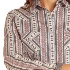 Panhandle RS Flex Aztec Stripe Snap Shirt -Royal Horse Outfitters ladies printed snap shirt multi detail RWN2S05101 westmoor 34452.1731705583