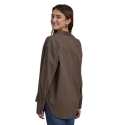 Roper Brown Canvas Shirt Jacket -Royal Horse Outfitters ladies shirt jacket brown back 03 098 0592 6111 roper 13668.1726848246