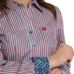 Cinch Tencel Red/Blue Stripe LS Shirt 8 Cinch Tencel Red/Blue Stripe LS Shirt -Royal Horse Outfitters lds cinch tencel top red.blu detail MSW9164249 miller 63361.1752711220