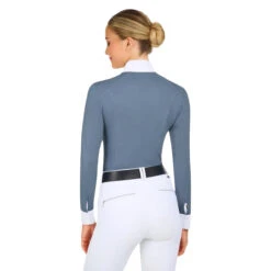 RJ Classics Liv Blue Petal Dots Show Shirt -Royal Horse Outfitters liv show shirt ls blupetal back LIV839 rj classics 46664.1740716715