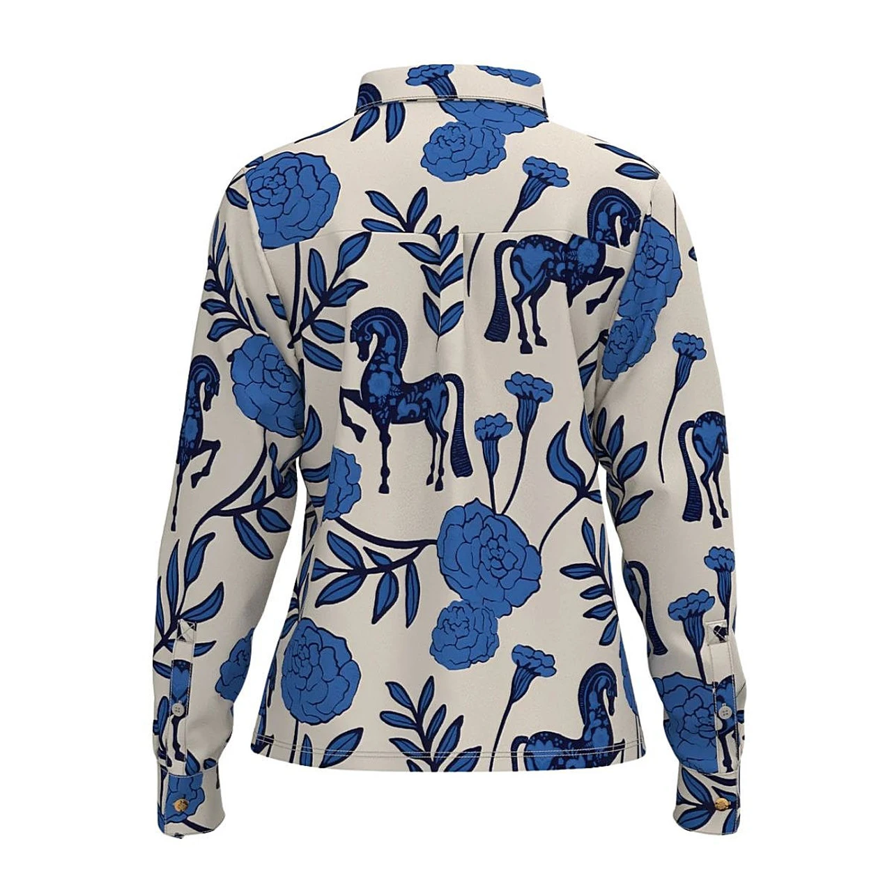 Espoir Blue Peony Loose Fit Button Shirt 4 Espoir Blue Peony Loose Fit Button Shirt - Image 2