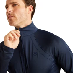 Men's Ariat Sunstopper 3.0 1/4 Zip Baselayer -Royal Horse Outfitters men sunstopper 3 0 navy front zip 10048921 ariat 66471.1722047576