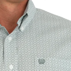 Men's Cinch Classic Fit Green Print SS Shirt -Royal Horse Outfitters mens cinch classic fit ss green detail MTW1111474 miller 76711.1743026084