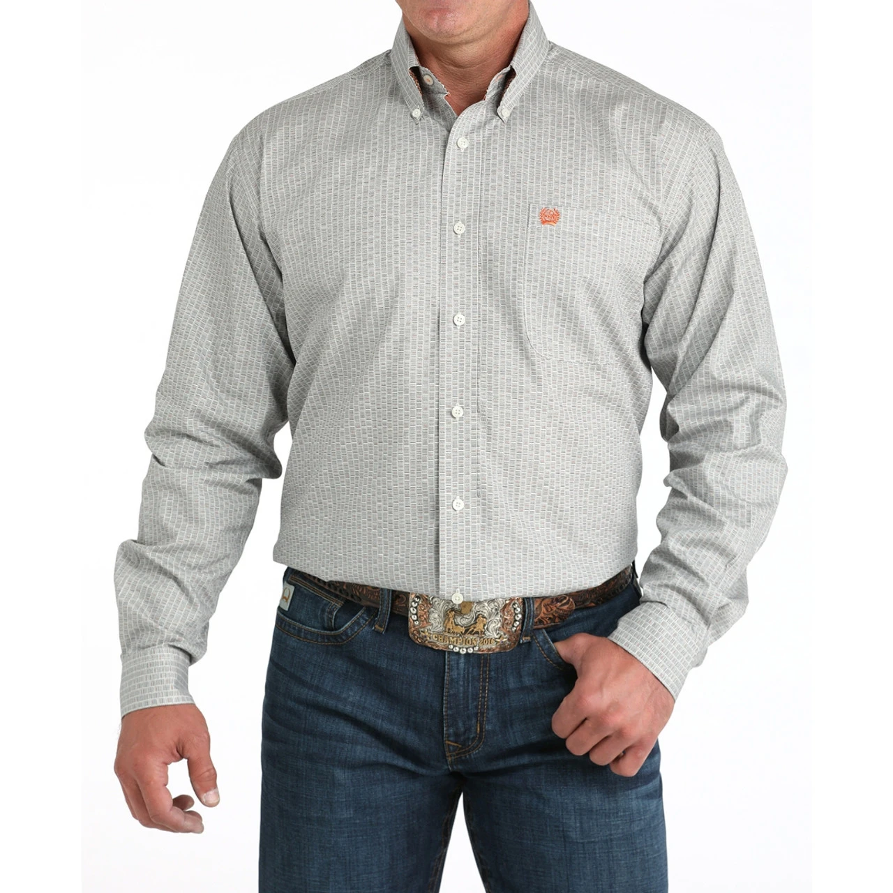 Men's Cinch Cream Geo Print LS Shirt 3 Men's Cinch Cream Geo Print LS Shirt