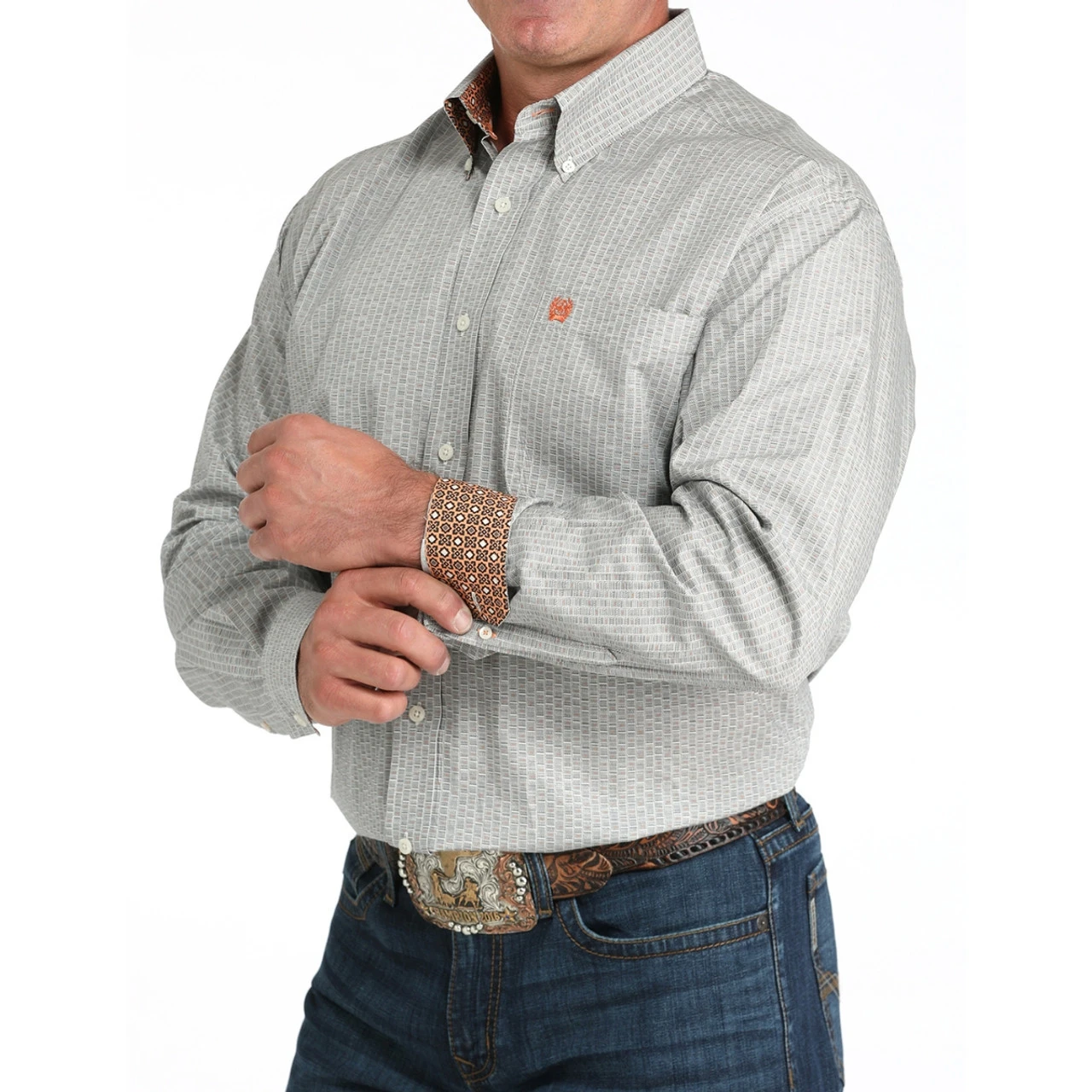 Men's Cinch Cream Geo Print LS Shirt 4 Men's Cinch Cream Geo Print LS Shirt - Image 2