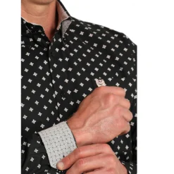 Men's Cinch Classic Stretch Black Print Shirt -Royal Horse Outfitters mens classic fit stretch LS black print cuff mtw1105915 cinch 88750.1748639542