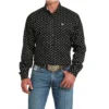 Men's Cinch Classic Stretch Black Print Shirt -Royal Horse Outfitters mens classic fit stretch LS black print front mtw1105915 cinch 94270.1748639542