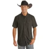Men's Rock & Roll Denim Black Ripstop SS Shirt -Royal Horse Outfitters mens ripstop shirt ss black front BMN3S06797 westmoor 67448.1749701984