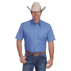 Men's Roper Stretch Blue Check SS Shirt
