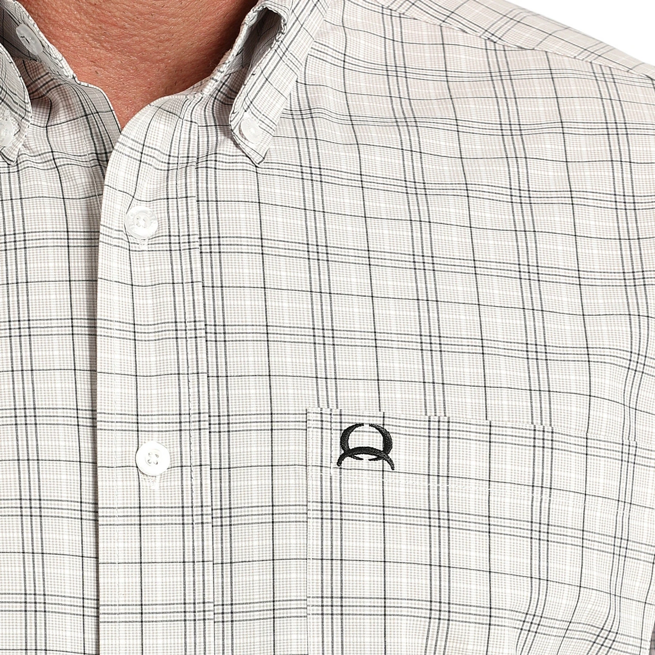 Men's Cinch ArenaFlex White Plaid LS Shirt 4 Men's Cinch ArenaFlex White Plaid LS Shirt - Image 3