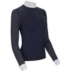 LeMieux Olivia Long Sleeve Show Shirt -Royal Horse Outfitters olivia show top navy side hero IT02362017 lemieux 83475.1742349553