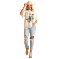 Rock & Roll Denim Horses Oversized Tee 9 Rock & Roll Denim Horses Oversized Tee -Royal Horse Outfitters oversized horse tee natural full body BW21T05930 RRD 38631.1744072623