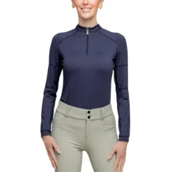 Kastel Denmark Paneled Solid 1/4 Zip LS Shirt -Royal Horse Outfitters paneled solid LS navy front LS24NA KD 19383.1742318326