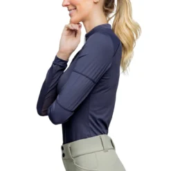 Kastel Denmark Paneled Solid 1/4 Zip LS Shirt -Royal Horse Outfitters paneled solid LS navy sleeve LS24NA KD 95733.1742318326